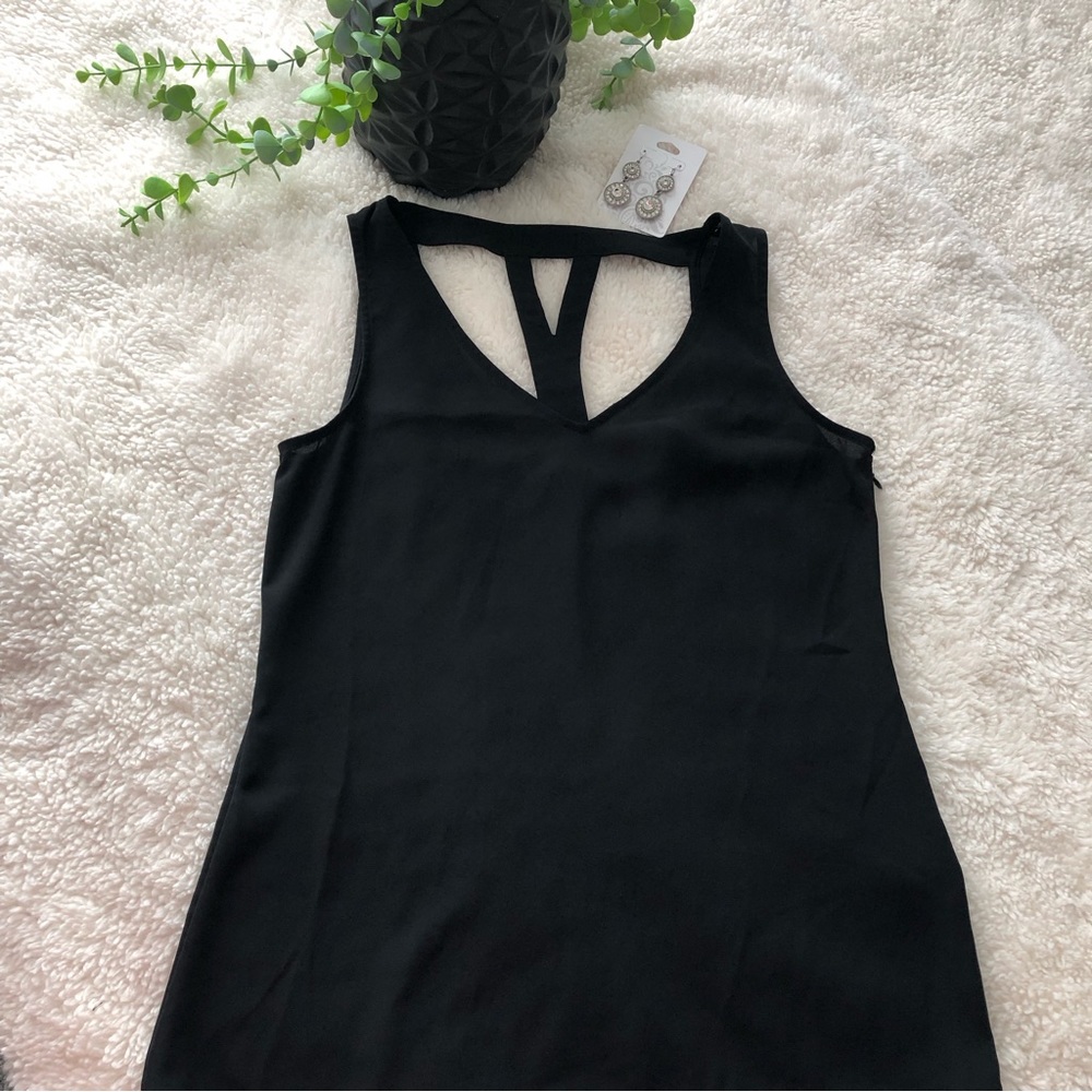 Banana Republic Black Sheer Polyester T-Back Top SZ 0